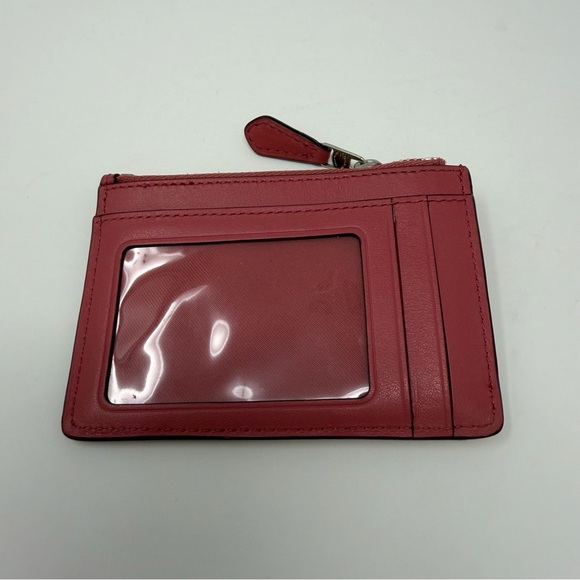 Coach Mini Skinny ID Case Pink Solid Key Ring ID Window Women's Card Wallet - Picture 3 of 15